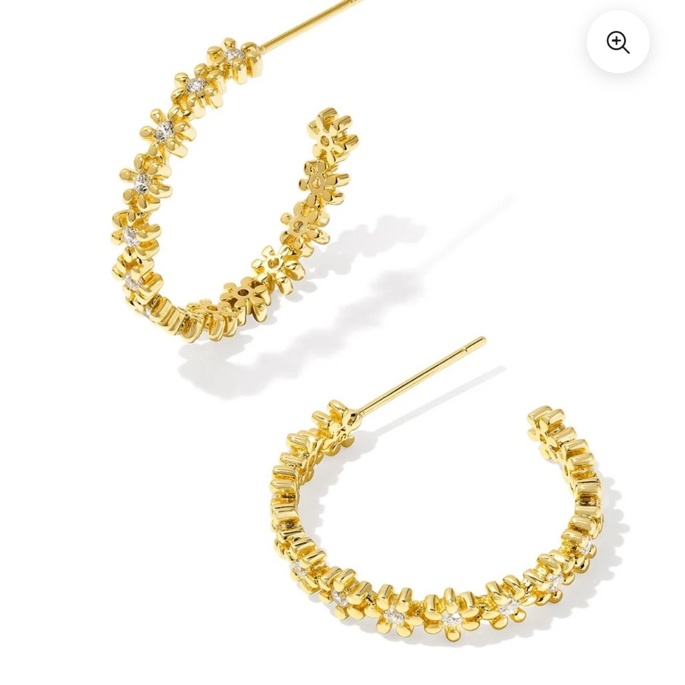 KENDRA SCOTT | NYDIA GOLD HOOP EARRINGS IN WHITE CRYSTAL